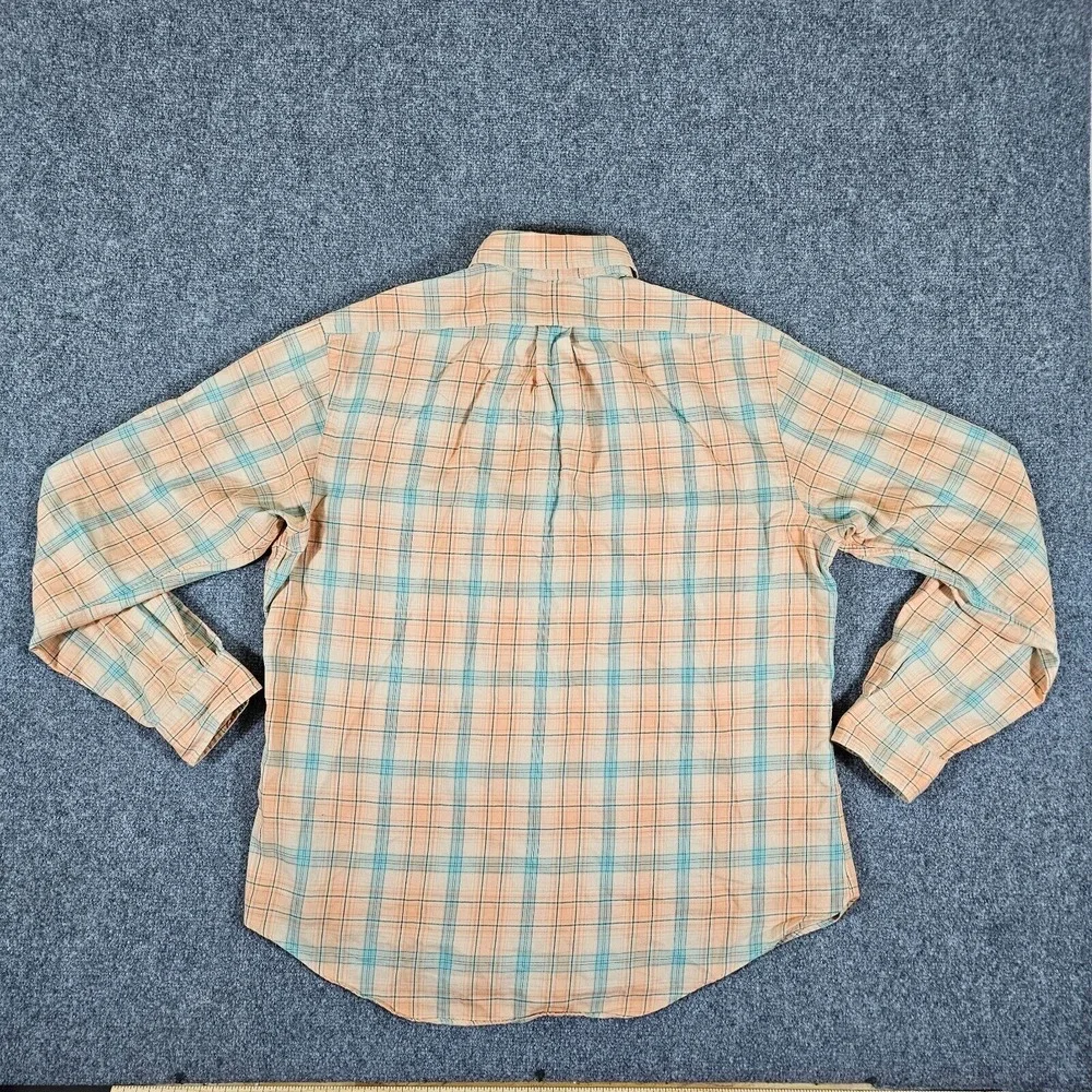 Vintage Ralph‎ Lauren Western Checked Button Shirt Orange Men's Size XL Preppy